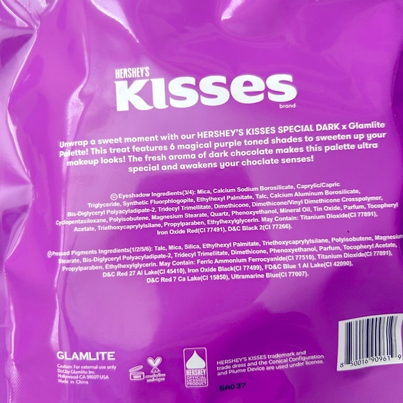 HERSHEY'S KISSES X GLAMLITE SPECIAL DARK PALETTE, UNOPENED, SOLD OUT - Picture 4 of 4